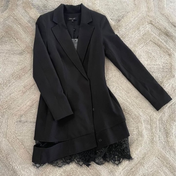 MISSGUIDED Peace+Love Black Lace Hem Blazer Dress NWT - Picture 2 of 3